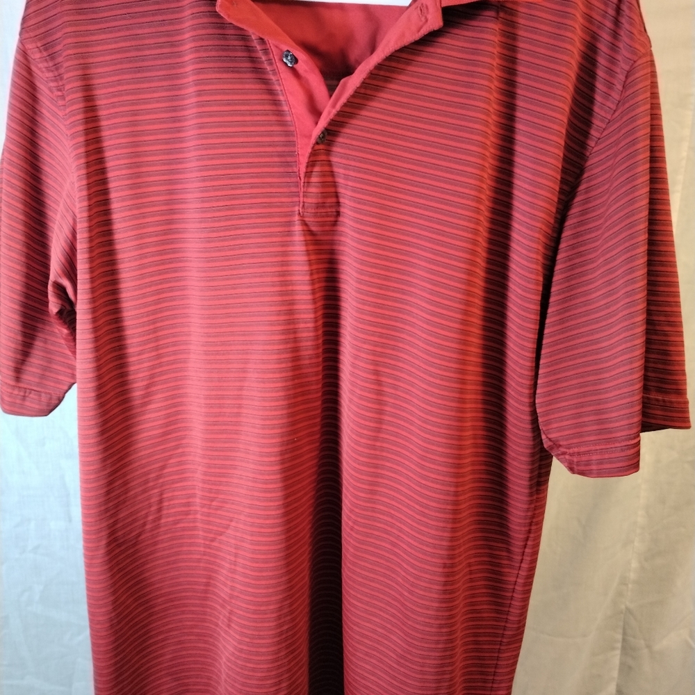 Men's Links Red,Black Polo Collared Short Sleeve Shirt Size Large